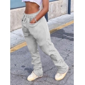 Lovely Casual Drawstring Pocket Design Light Grey 