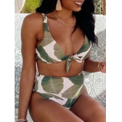 Lovely Trendy Banana Leaf Print Knot Design Green 