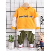 Lovely Casual Letter Print Patchwork Yellow Boy Tw