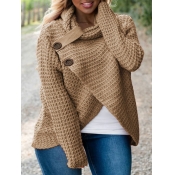 Lovely Casual Button Cross-over Design Khaki Plus 