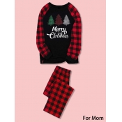 Lovely Trendy Christmas Day Plaid Letter Print Mom