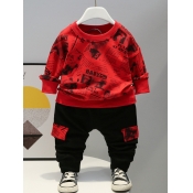 Lovely Trendy Letter Print Side Pocket Red Boy Two