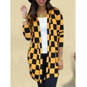 Lovely Casual Color-lump Patchwork Yellow Coat