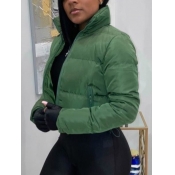 Lovely Casual Long Sleeve Army Green Parka