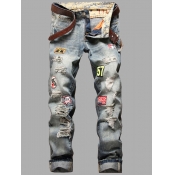 LW Men Letter Decor Ripped Jeans