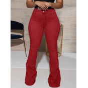 Lovely Casual Basic Wine Red Jeans