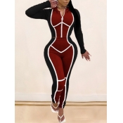 LW BASICS Hooded Collar Patchwork Pants Set