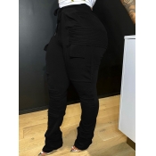 Lovely Stylish Fold Design Lace-up Blue Pants
