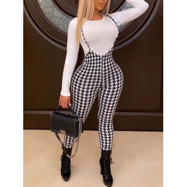 

LW Street Geometric Print White Two Piece Pants Set