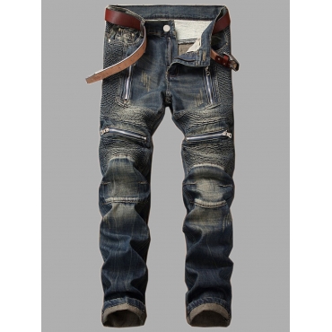 

LW Men Street Denim Zipper Pocket Design Jeans (No Stretch), Blue
