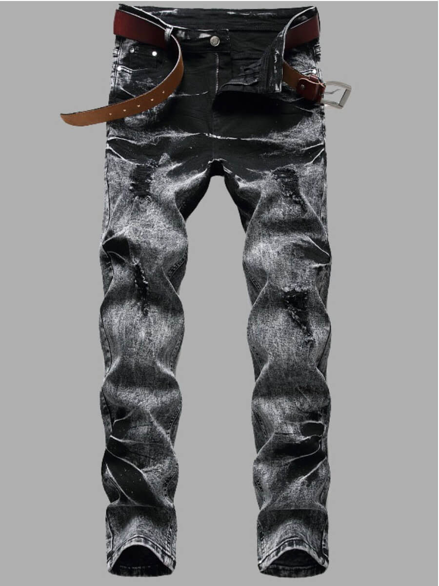 

Lovely Casual Tie-dye Broken Holes Black Men Jeans