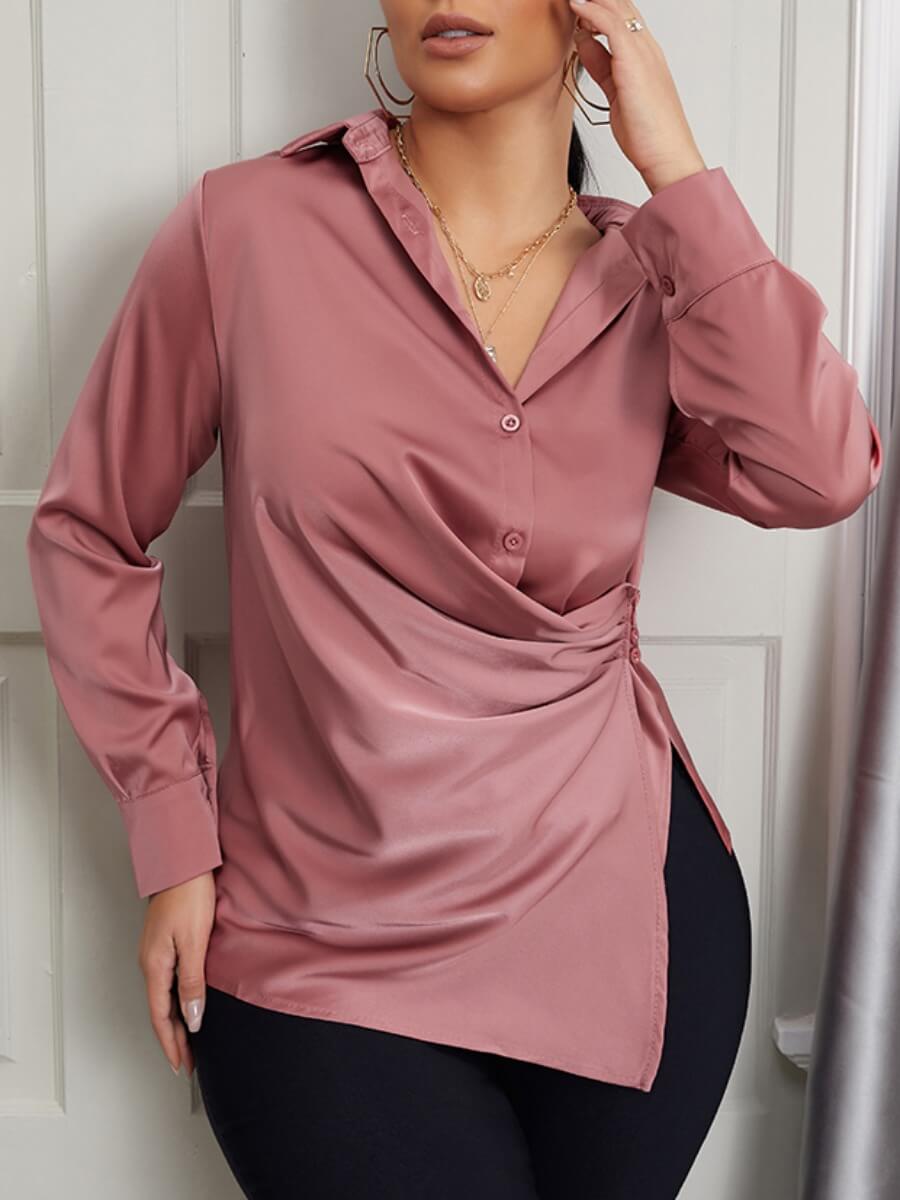 

Lovely Stylish Side Slit Fold Design Dark Pink Blouse