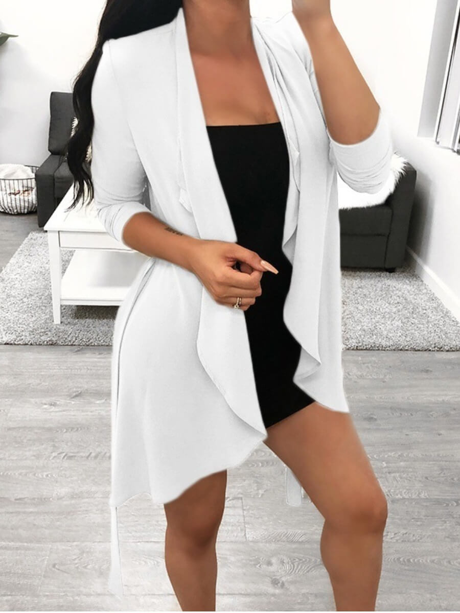 

Lovely Trendy Long Sleeve Asymmetrical White Coat