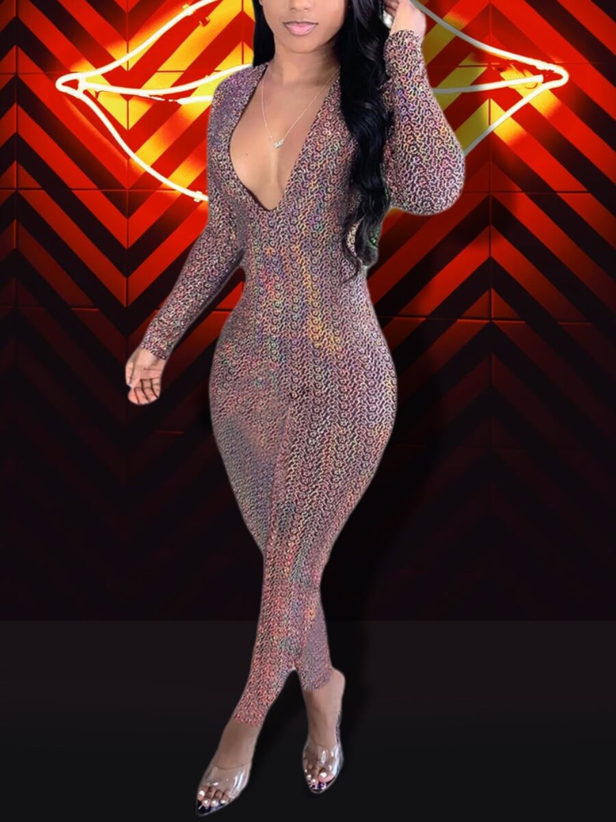 

Lovely Sexy V Neck Print Multicolor One-piece Jumpsuit, Multi
