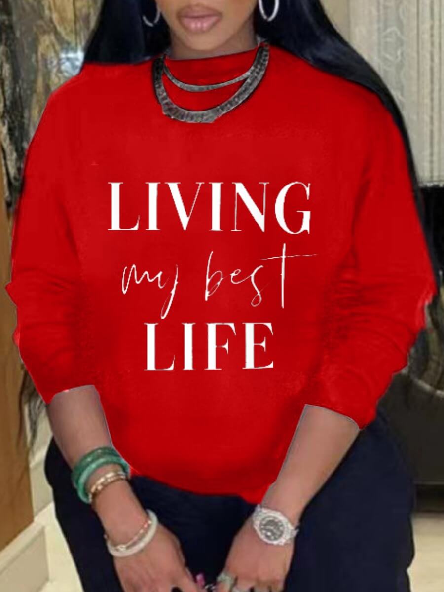 

Lovely Casual O Neck Letter Print Red Hoodie
