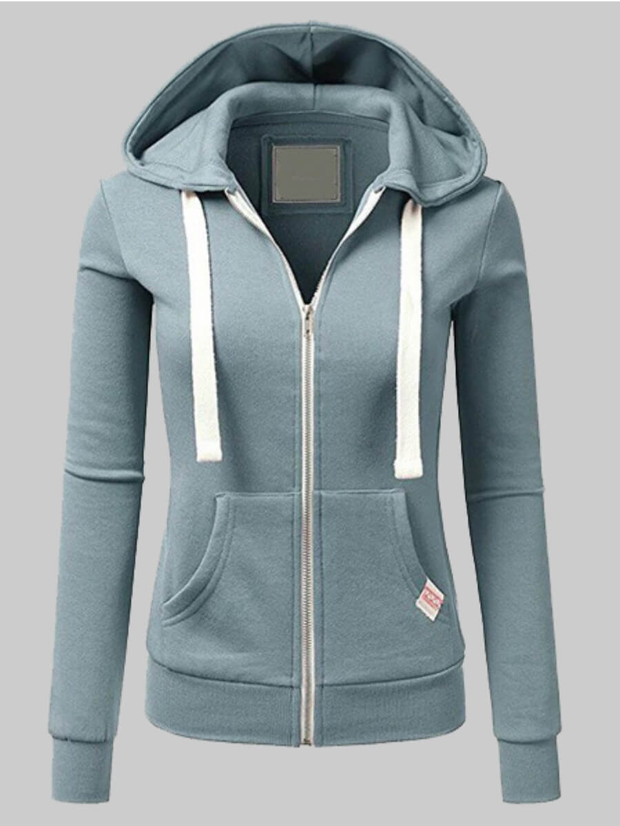 

Lovely Casual Kangaroo Pocket Zipper Design Baby Blue Hoodie