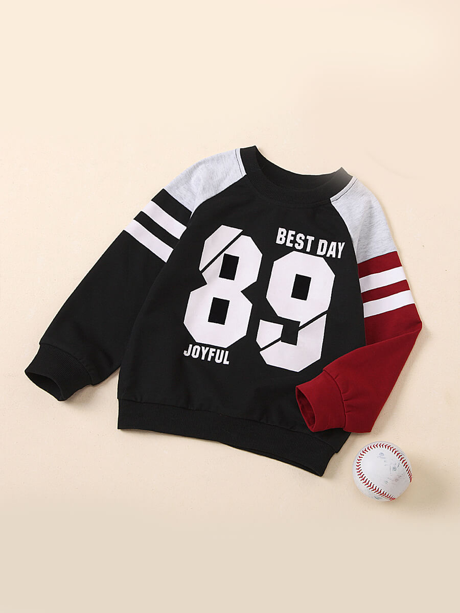 

Lovely Sportswear Letter Print Patchwork Black Boy Hoodie