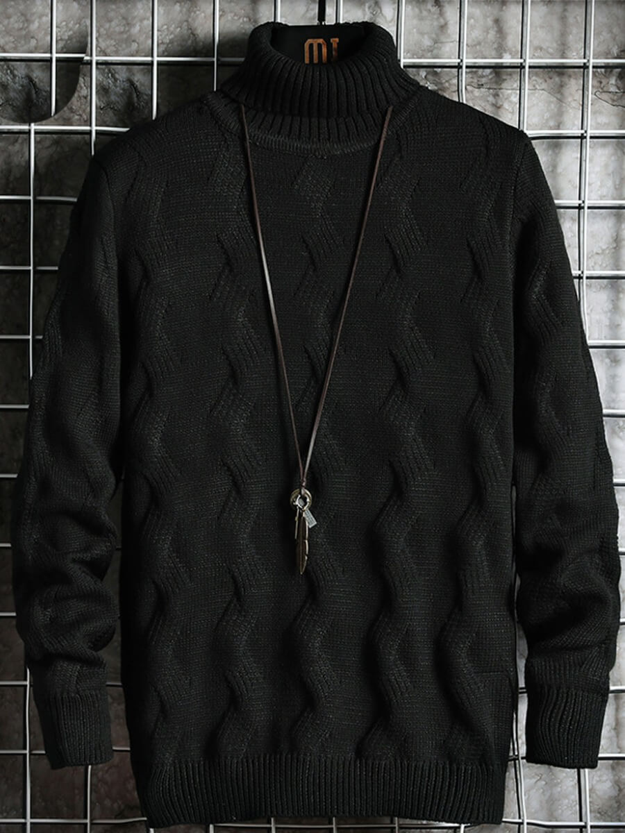 

Lovely Casual Turtleneck Geometric Decoration Black Men Sweater