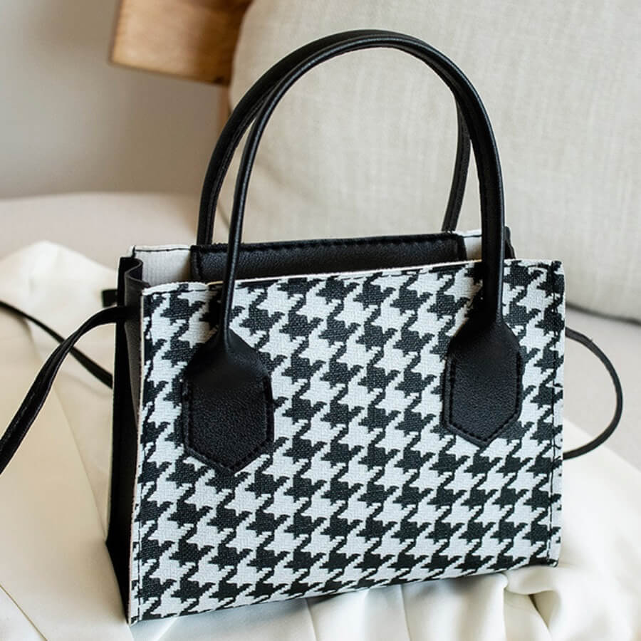 

LW Casual Plaid Print Patchwork Black PU Crossbody Bag