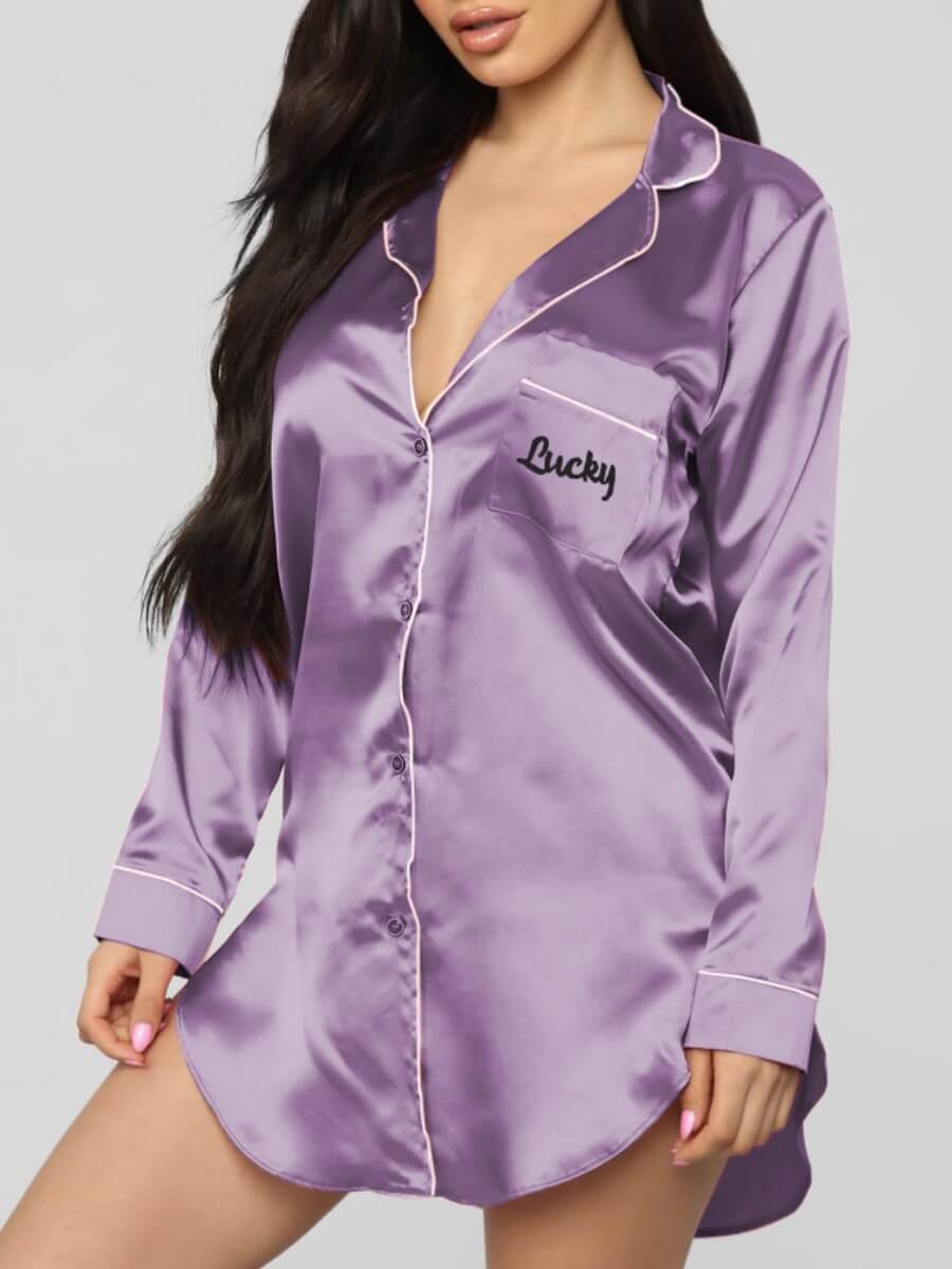 

Lovely Casual Turndown Collar Asymmetrical Purple Sleepwear
