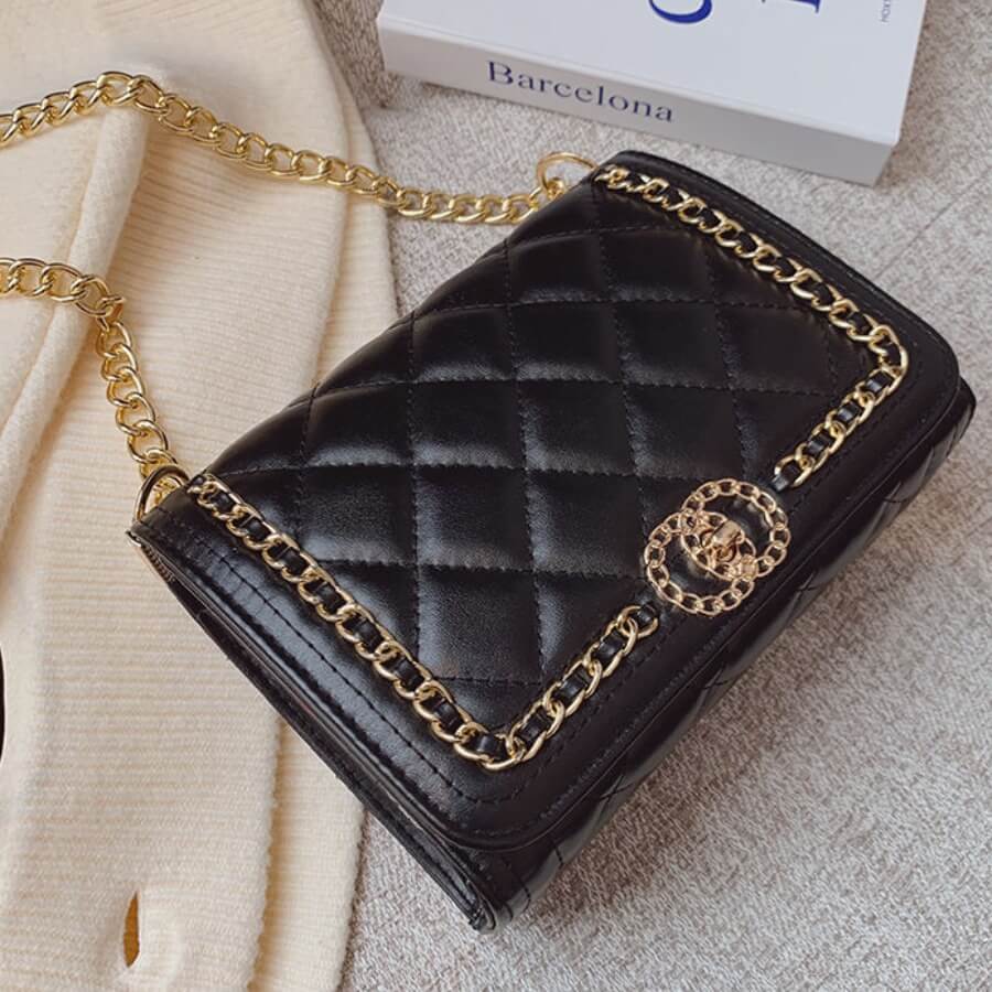 

Lovely Casual Metal Accessories Decoration Black Crossbody Bag