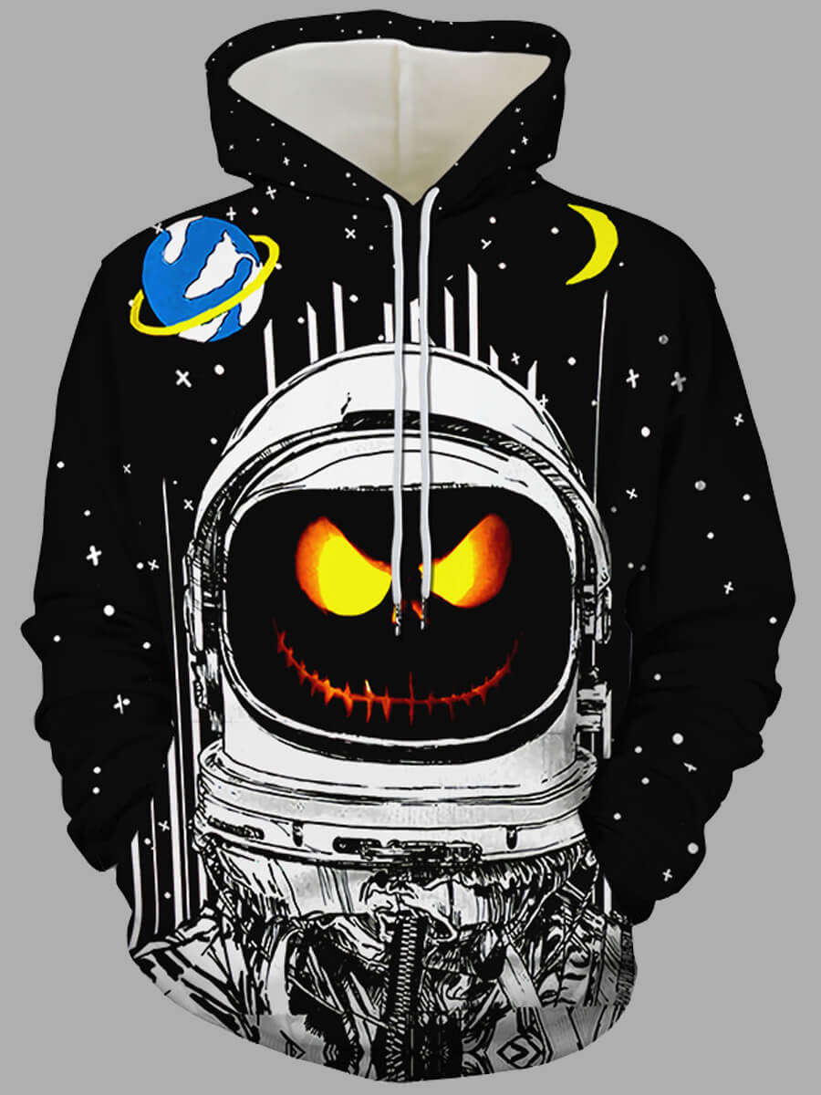 

Lovely Casual Hooded Collar Print Black Men Hoodie