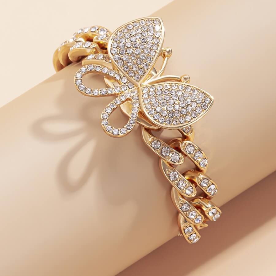 

Lovely Casual Sequined Butterfly Decoration Gold Bracelet