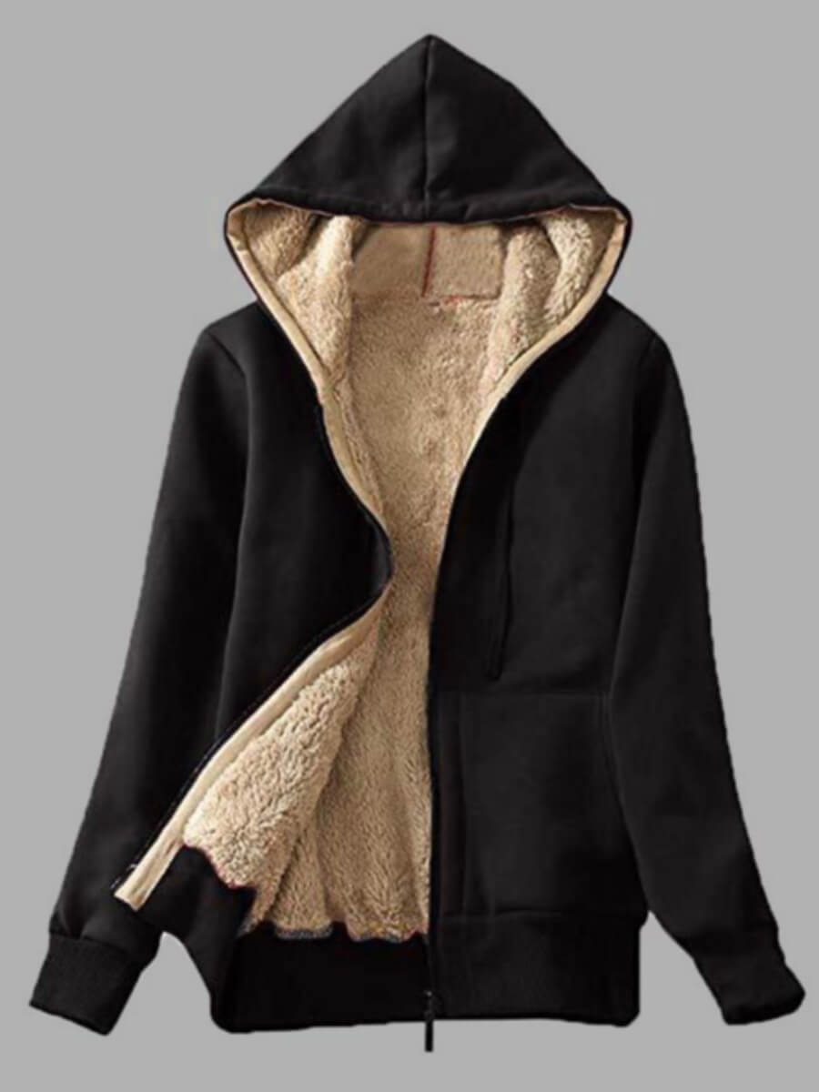 

Lovely Casual Hooded Collar Zipper Design Black Hoodie Outerwear