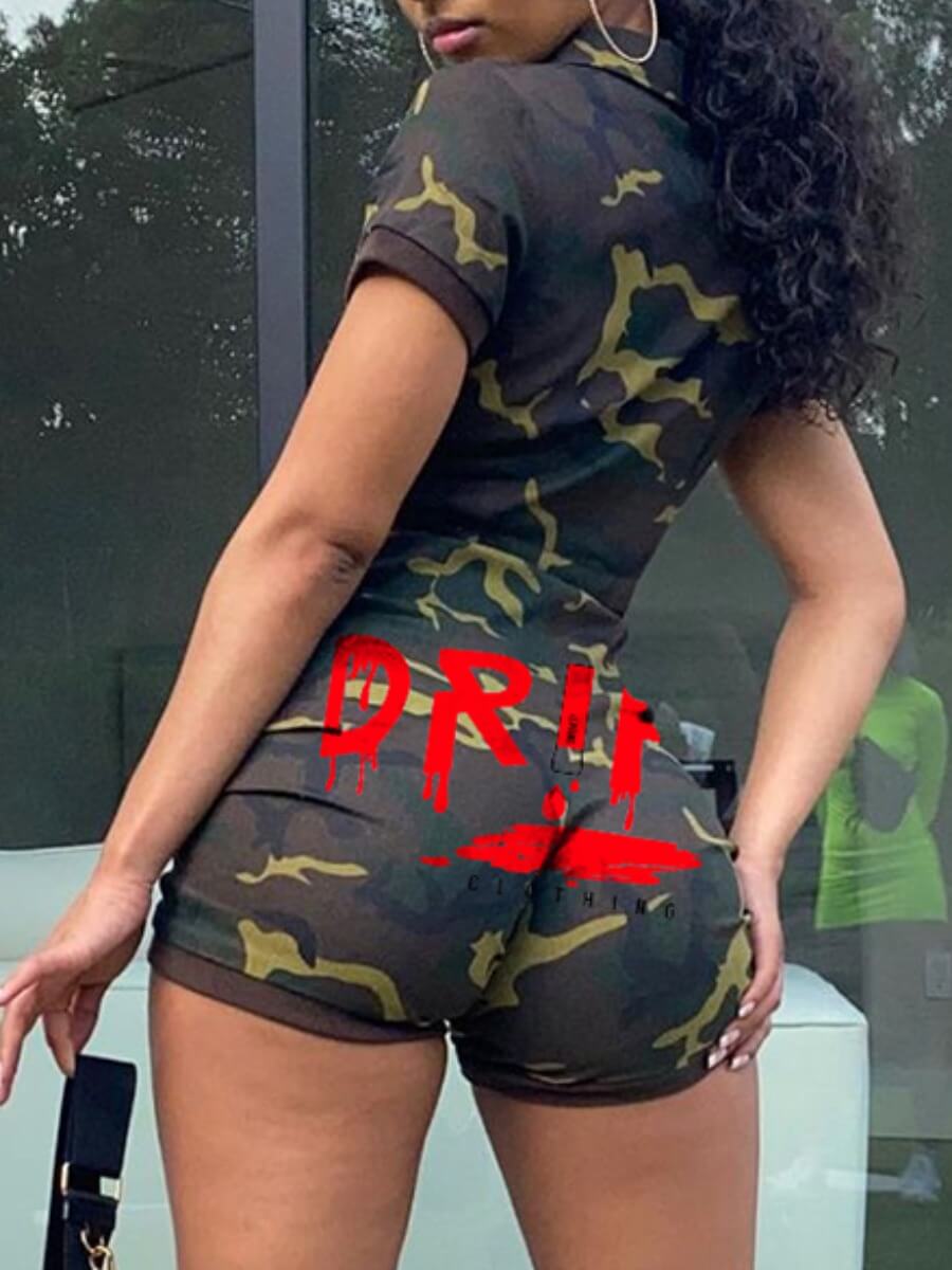 

LW Casual Letter Camo Print One-piece Romper