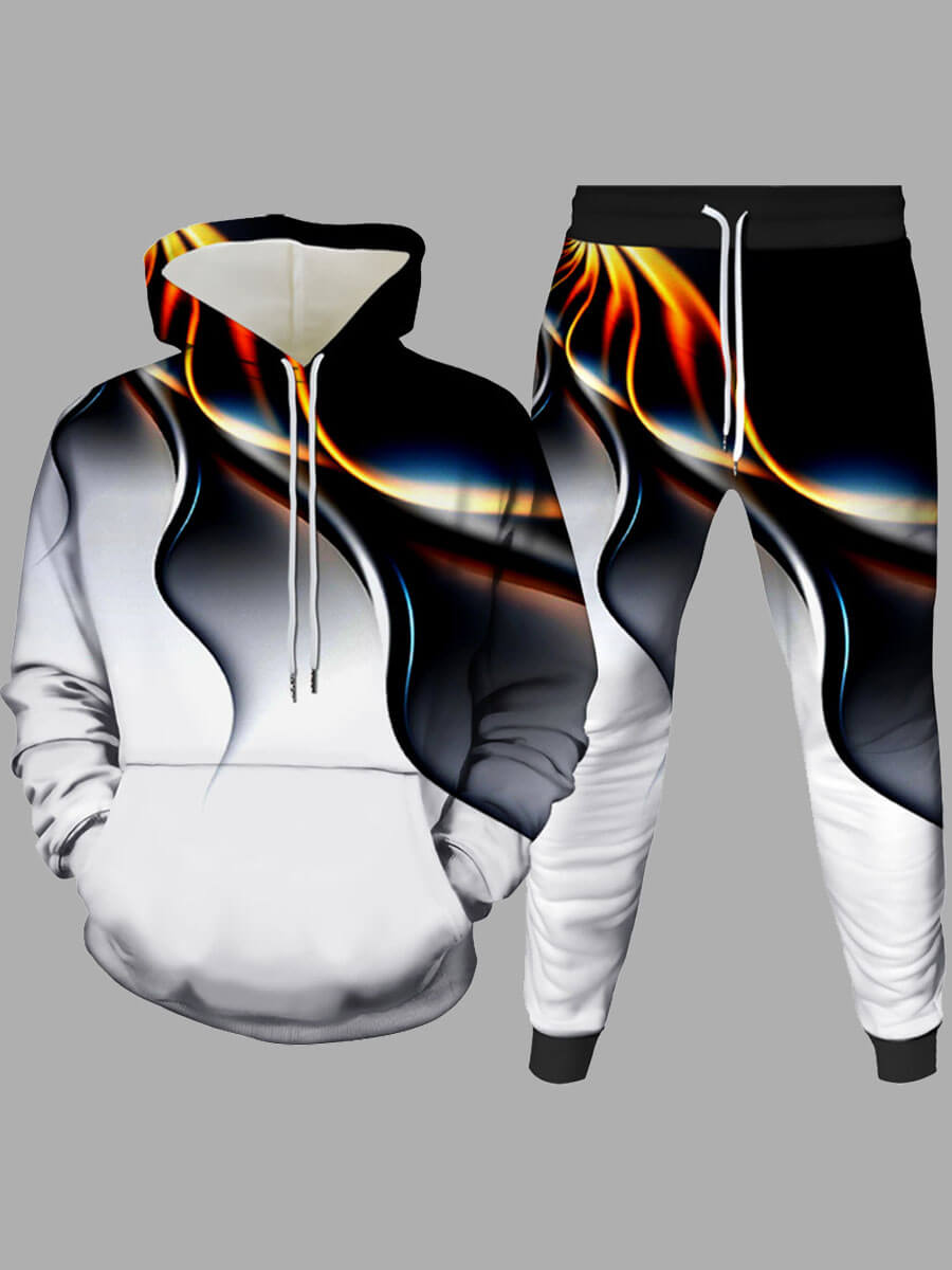

Lovely Casual Gradient Drawstring Black Men Two Piece Pants Set