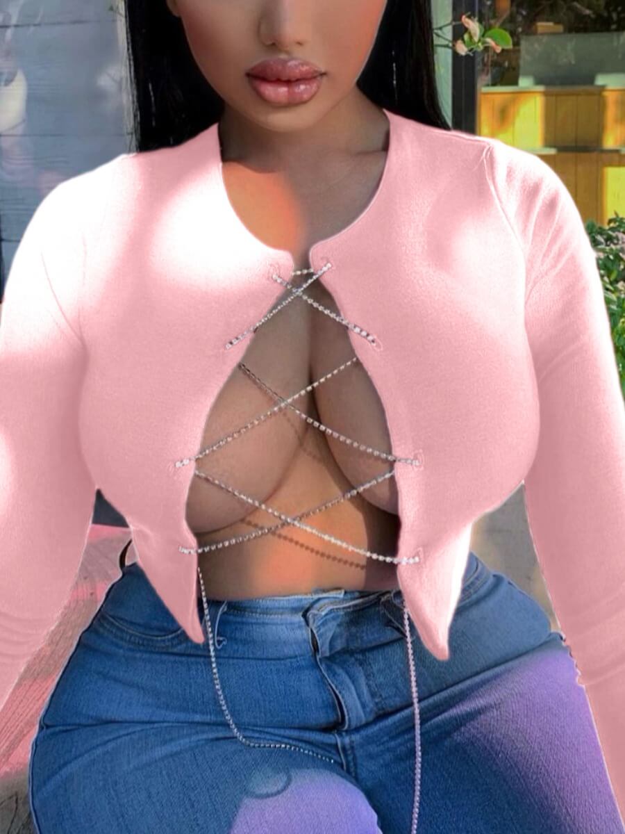 

Lovely Trendy Bandage Design Pink T-shirt