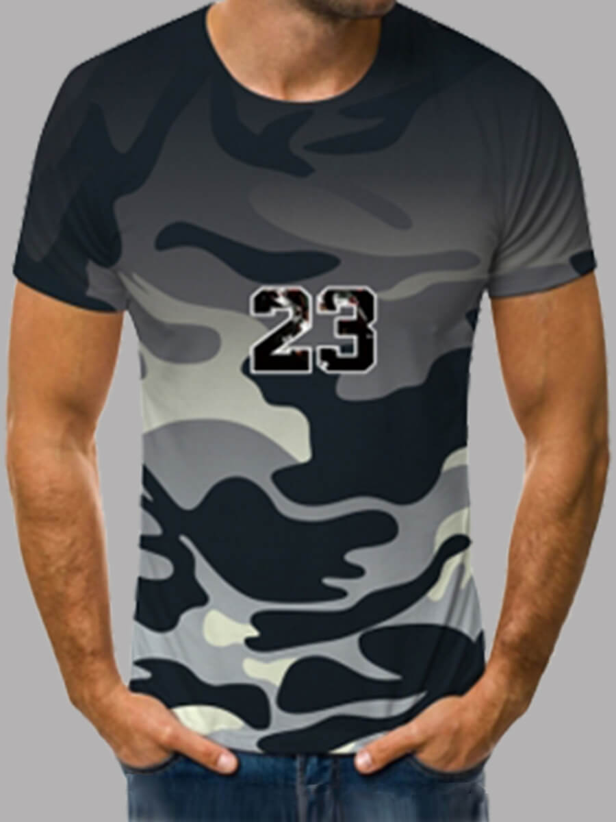 

Lovely Casual Letter Camo Print Black Men T-shirt, Black camouflage