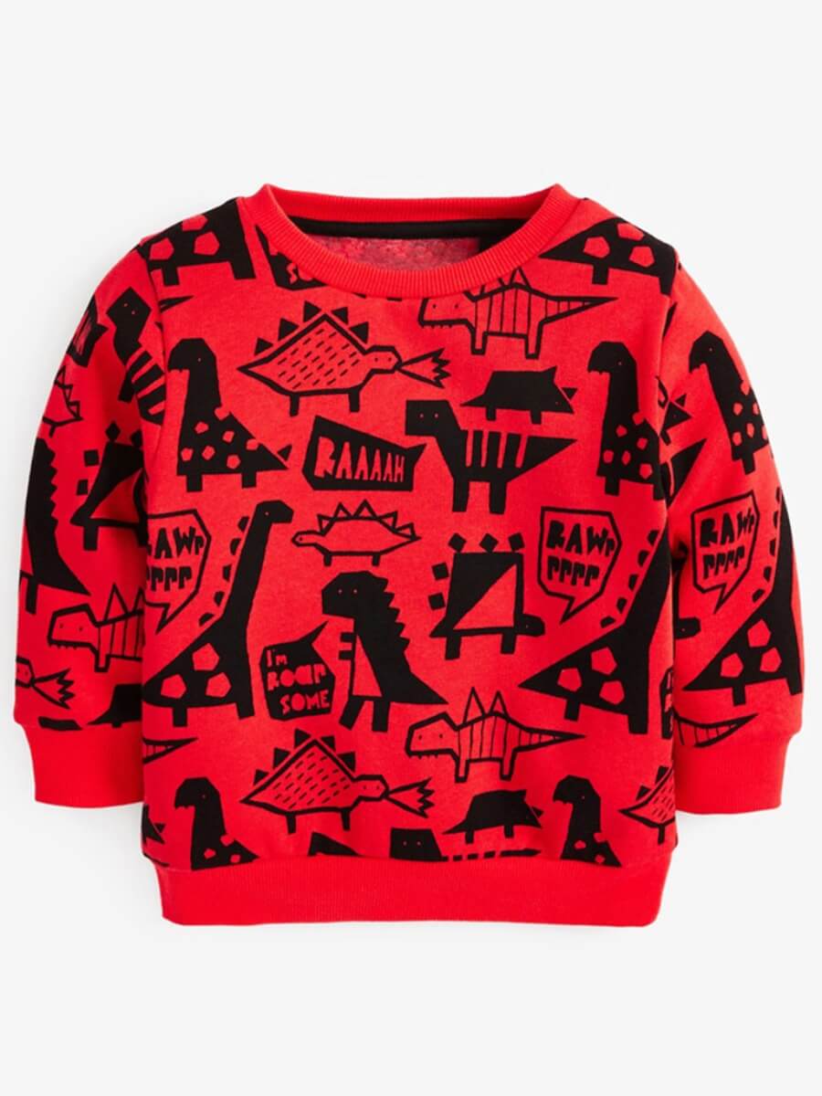 

Lovely Casual O Neck Cartoon Print Red Boy Hoodie