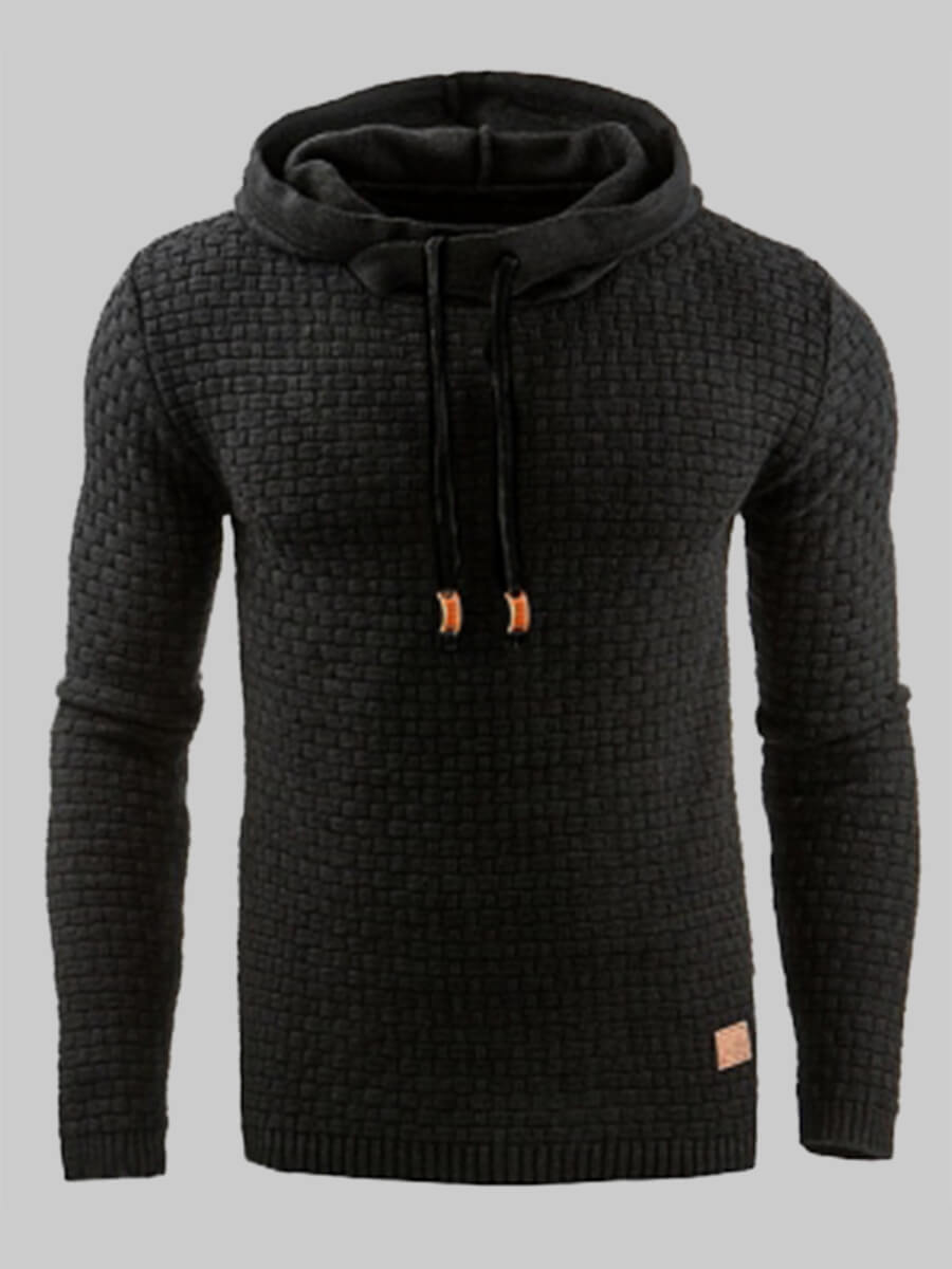 Lovely Casual Hooded Collar Plaid Decoration Black Men ...