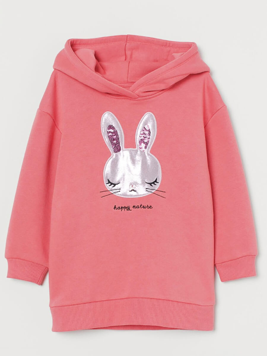 

Lovely Casual Hooded Collar Print Pink Girl Knee Length Dress