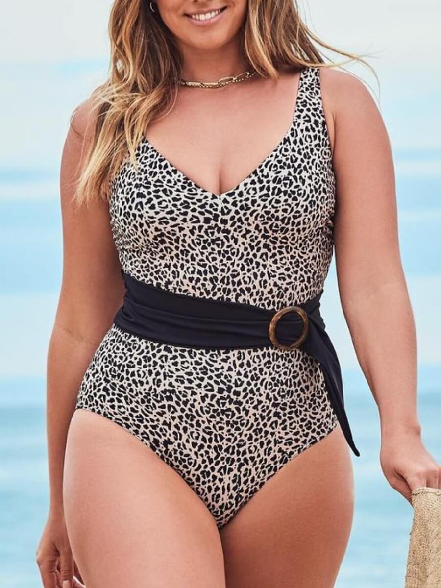 

Lovely Bohemian Leopard Print Plus Size One-piece Swimsuit