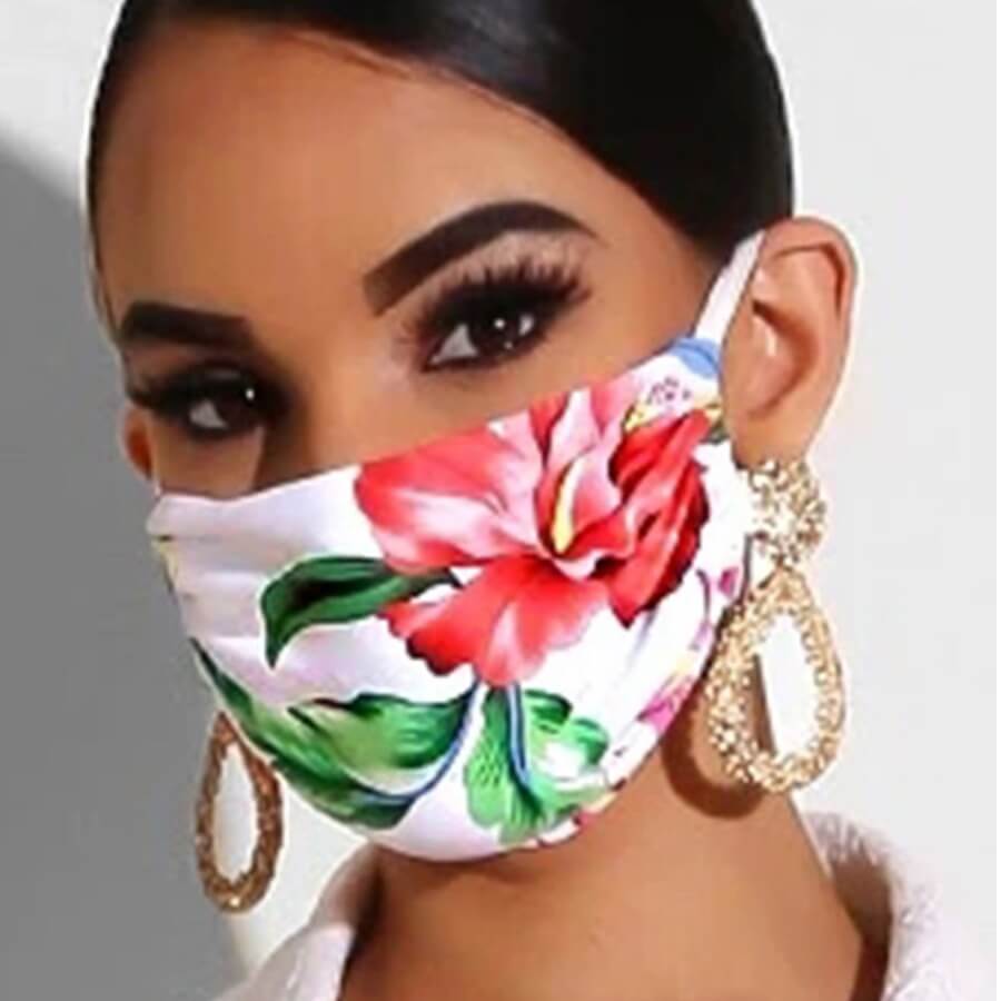 

Lovely Trendy Floral Print White Face Mask