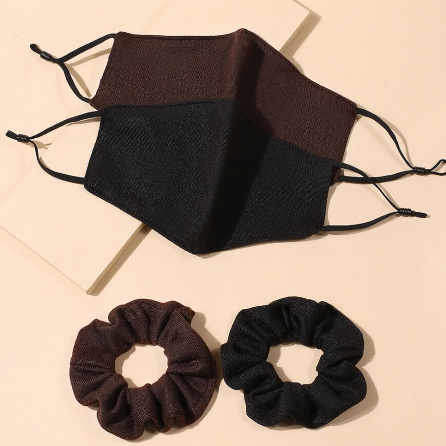

Lovely Casual Knit Black Face Mask(With Hair Band