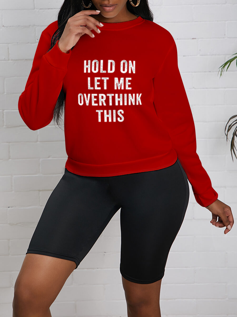 

Lovely Casual O Neck Letter Print Red Hoodie