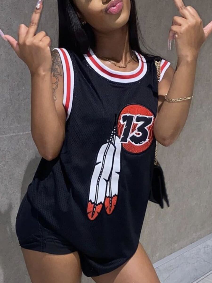

Lovely Sportswear Striped Patchwork Black Camisole