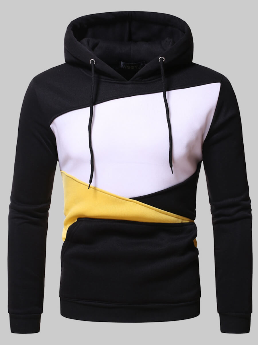 

Lovely Casual Hooded Collar Color-lump Patchwork White Men Hoodie