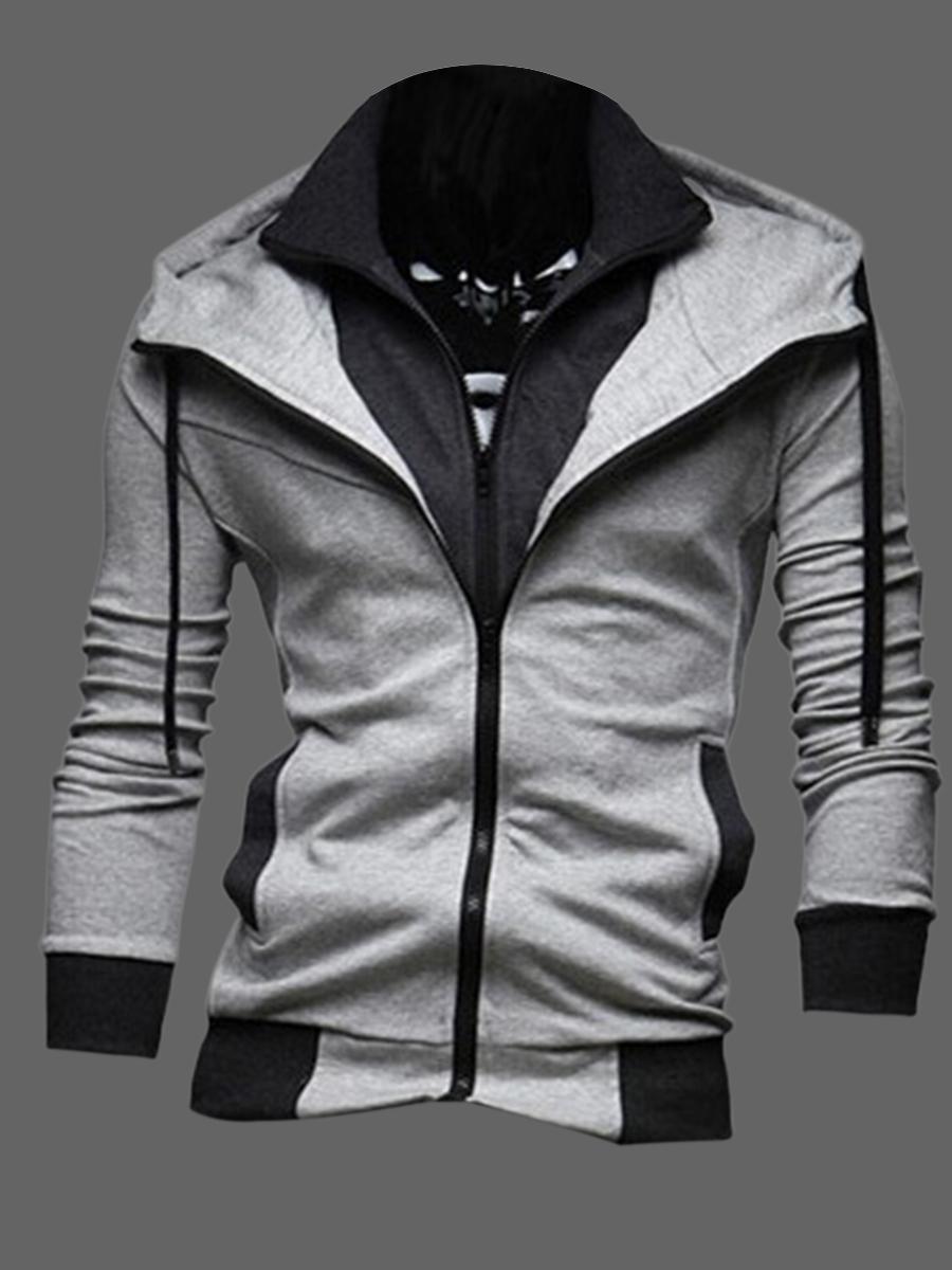 

Lovely Men Casual Hooded Collar Print Baby Blue Hoodie, Light grey