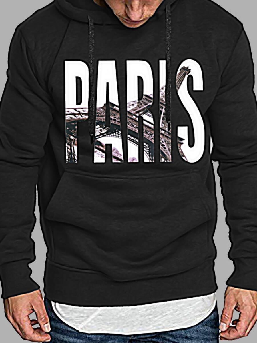 

Lovely Casual Hooded Collar Letter Print Black Men Hoodie