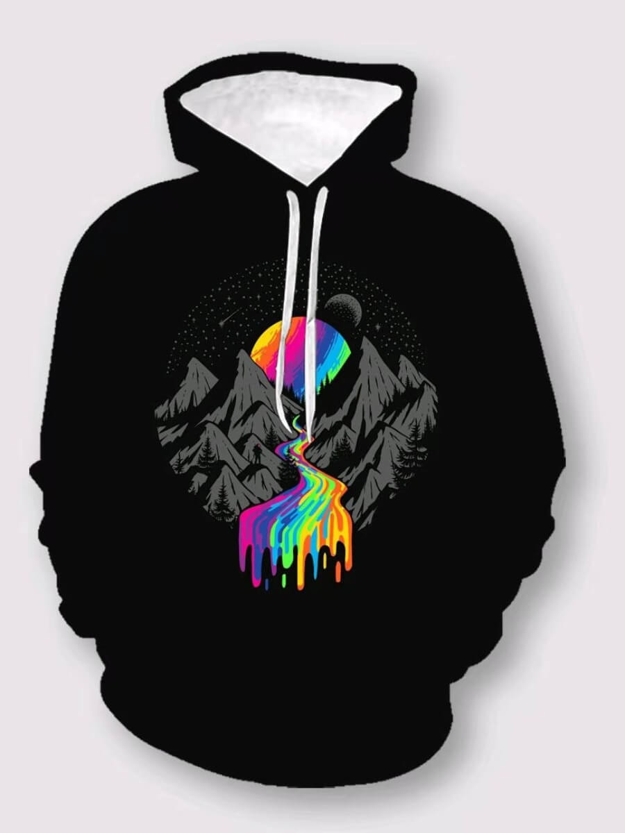 

Lovely Casual Hooded Collar Print Black Boy Hoodie