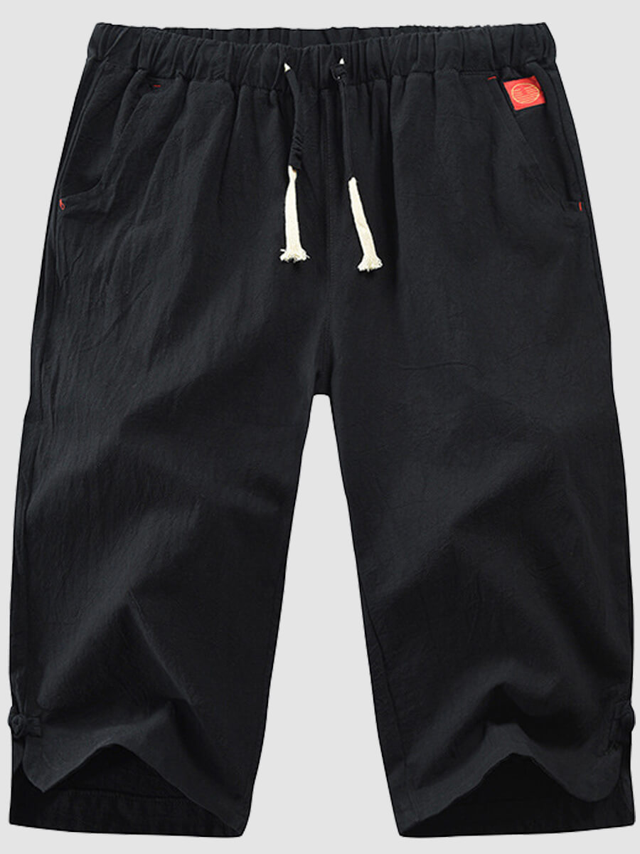

Lovely Casual Drawstring Ruffle Design Black Men Shorts