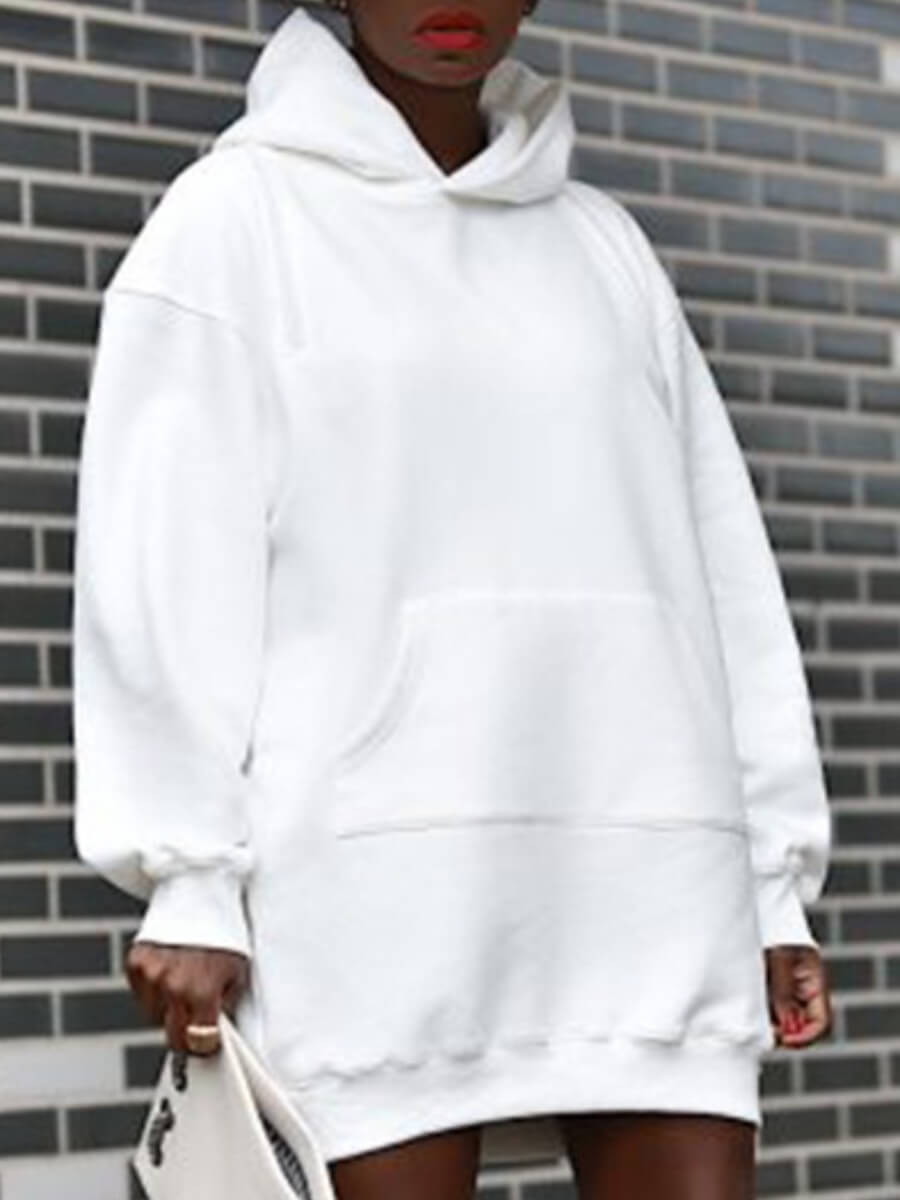 

Lovely Casual Hooded Collar Hollow-out White Mini Dress