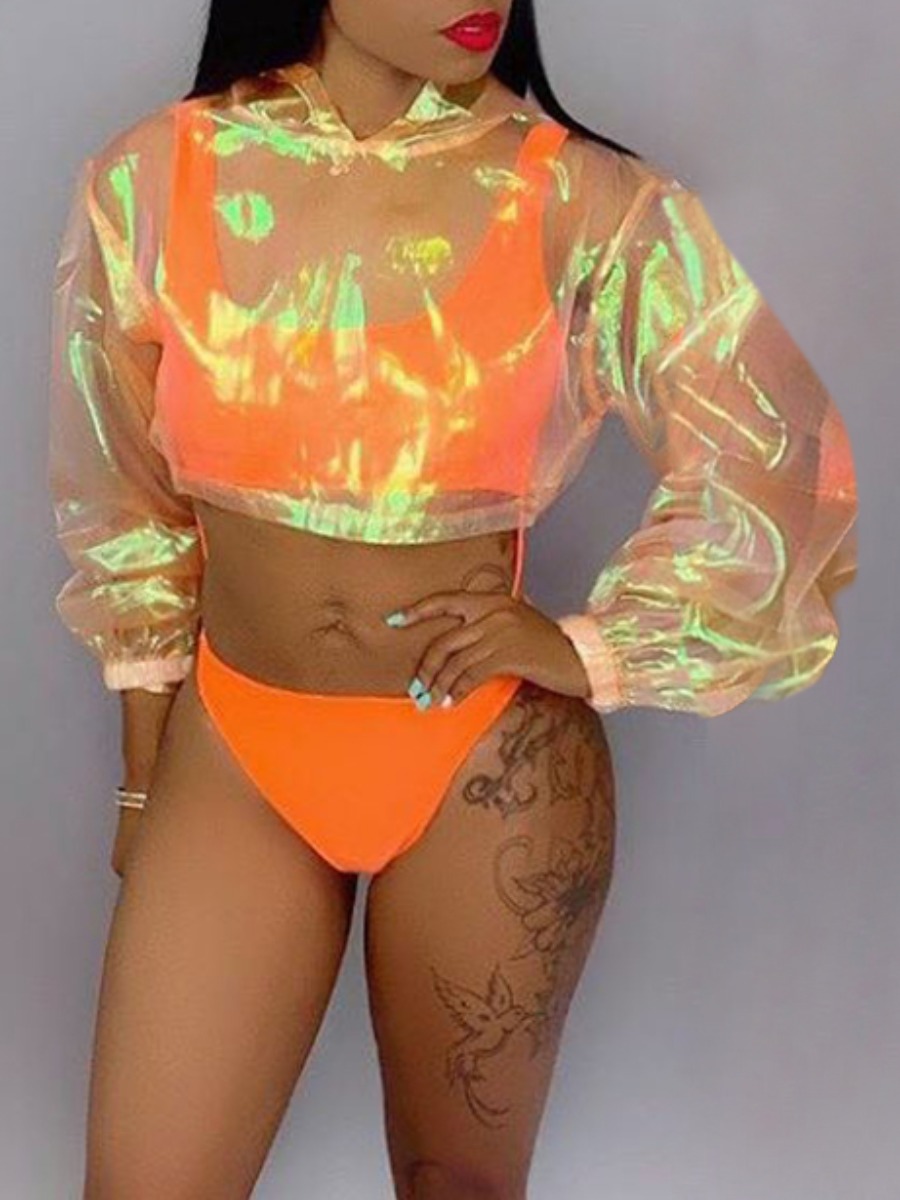 

Lovely Casual U Neck Elastic Croci Tankini