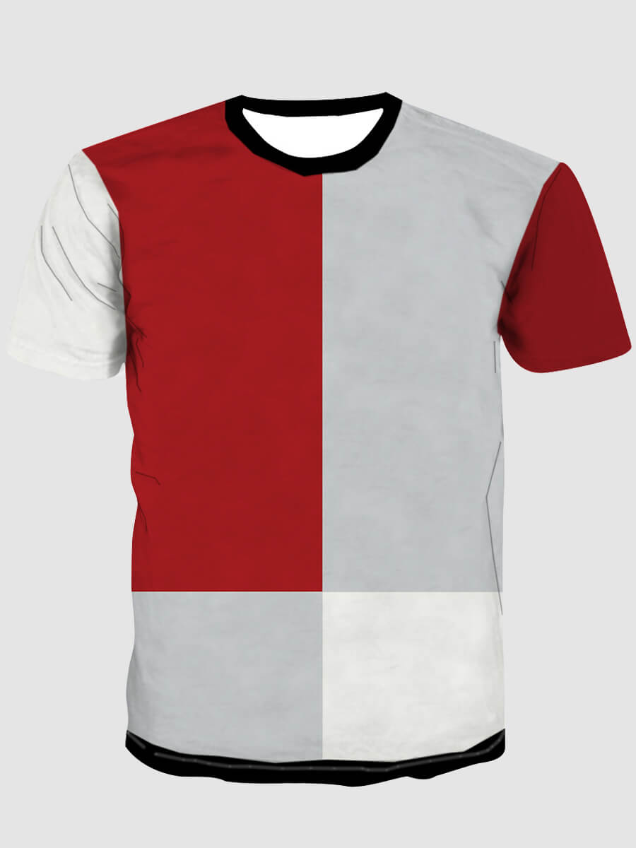 

LW Men Casual O Neck Color-lump Patchwork Multicolor T-shirt, Multi