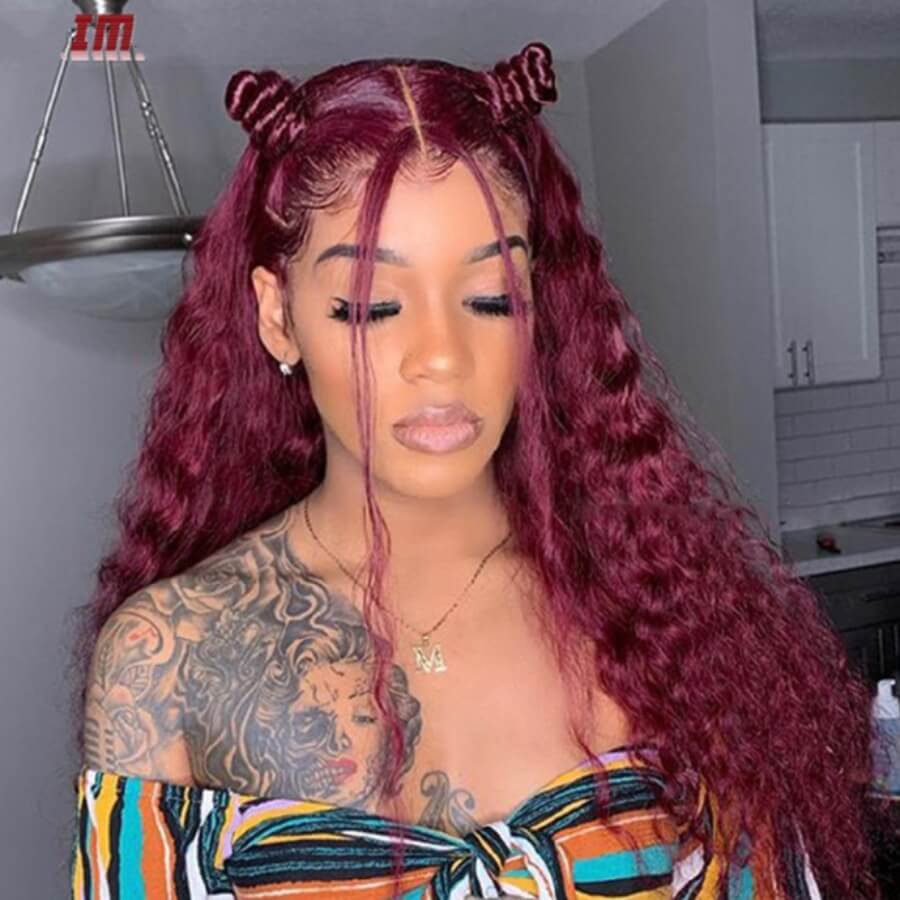 

Lovely Stylish High-temperature Resistance Wine Red Wig
