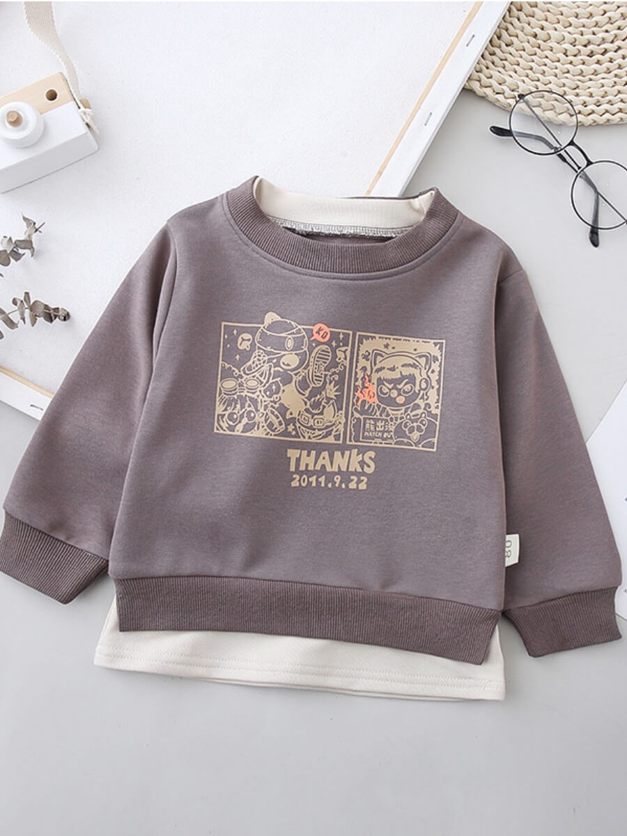 

Lovely Casual Cartoon Print Patchwork Coffee Boy Hoodie